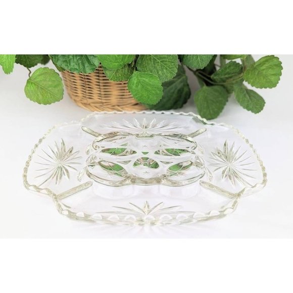 Vtg Clear Glass Square Platter Anchor Hocking EAPC 12" Deviled Egg Plate 1960s - Picture 5 of 6
